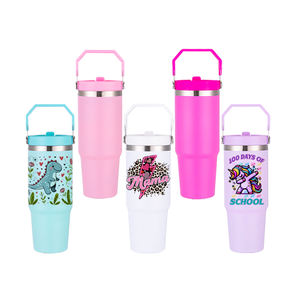 Gobelet isotherme réutilisable en acier inoxydable et céramique de 30 oz, bleu marine, avec paille rabattable, pour les voyages - Product Image 1