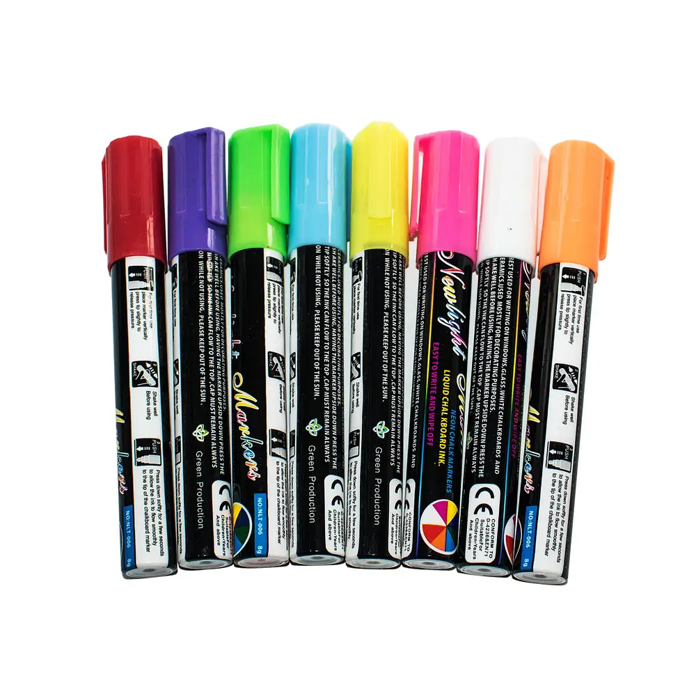 Недорогой флуоресцентный маркер, жидкие Меловые ручки, Двойные наконечники, квадратные маркеры