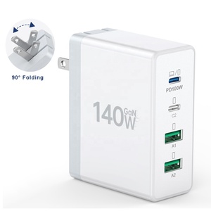 Caricatore HNT GaN 140W con Spina Pieghevole per Laptop, Stazione di <span class=keywords><strong>Ricarica</strong></span> a 4 Porte con <span class=keywords><strong>Ricarica</strong></span> Ultra Rapida, Spina Tipo C US con Protezione OTP OCP - Product Image 1