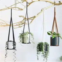 Großhandel PU Leder Pflanzen halter Modernes hängendes Pflanzer Regal für Zimmer pflanzen und Sukkulenten