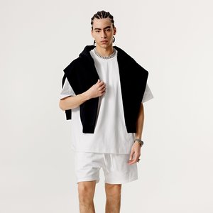 Casual Men's T-shirt, Oversized Round Neck, Short Sleeve, Loose <strong>Fit</strong>, Street Style, <strong>Basic</strong> T-shirt. - Product Image 2