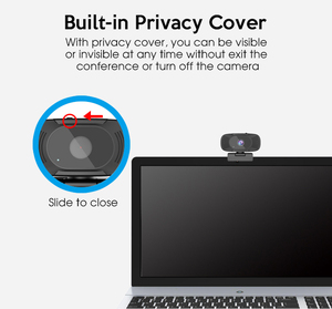 1080P Webcam With Microphone, HD <b>USB</b> Computer Camera Privacy Cover Auto Focus,for Laptop PC Teams Home Office MT362 High-Definit - Product Image 3