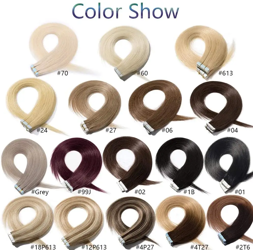 FH Wholesale Colorful Remy Human Hair Long Straight Human Tape Hair Extension in Hot Selling