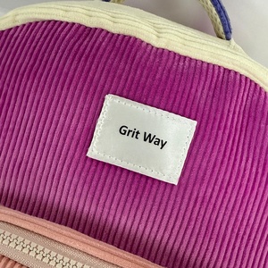 Grit Way Custom Pink Corduroy Student <strong>Backpack</strong> for <strong>Girls</strong> Kids School Bag - Product Image 5