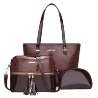 Sac à main de luxe pour femme style designer en cuir PU effet peau de serpent, ensemble 3-en-1 tendance avec fermeture éclair et bandoulière chaîne, capacité 2-2,9 L