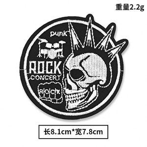 แพทช์ปักลายร็อคแบนด์รูปหัวกะโหลกและโน้ตดนตรีสไตล์พังก์แบบใหม่สำหรับตกแต่งเสื้อผ้า กระเป๋า กางเกงยีนส์ - Product Image 3