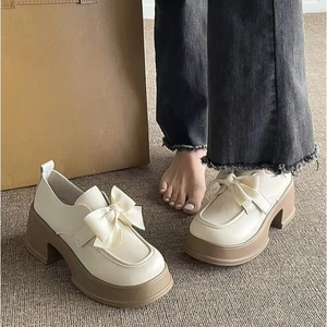 Hot New Ladies British Retro Leather Flats <b>Soft</b> Bottom Bow Muffin Casual <b>Shoes</b> - Product Image 6
