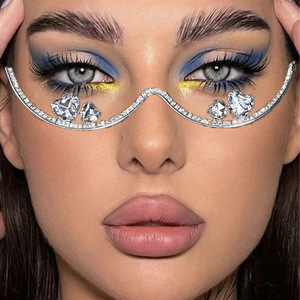 <span class=keywords><strong>Sparkly</strong></span> Rhinestone nửa khung kính mắt không có ống kính kính mát pha lê Tim kính thời trang đồ trang sức cơ thể - Product Image 6