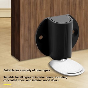 Fermaporta Magnetico Rinforzato Senza Foratura, da Pavimento, Anti-Collisione per Porte del Bagno - Bianco/Nero/Grigio Moderno - Product Image 3