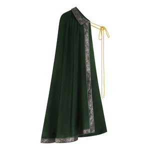 Cape médiévale de pointe pour adulte unisexe en polyester, à une épaule avec garniture, pour cosplay et costume d'Halloween - Product Image 4