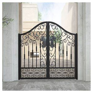 Puerta de Hierro Forjado con Logotipo Personalizado Prima, con Trabajos Ornamentales en Hierro para Entrada Principal de Hotel y Resort - Product Image 5