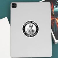 Pegatinas con la frase 'Agarra tu lugar, se empeña', Frases divertidas de esqueletos, Calcomanías de vinilo impermeables para botellas, tazas, portátiles y cascos