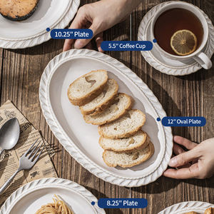 Vente en gros Ensemble de vaisselle en céramique d'hôtel personnalisable moderne à motifs de fruits gaufré écologique allant au micro-ondes et au lave-vaisselle - Product Image 4