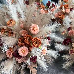 Topverkoop bruiloft ceremonie decoratie bloemenbal kunstmatige pampasgras roos evenement bruiloft bloemenbal - Product Image 5