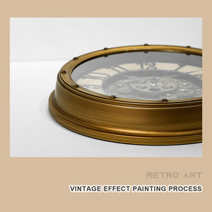 <span class=keywords><strong>Horloge</strong></span> romaine de luxe faite à la main ronde Style industriel engrenages véritable décor de ferme mobile tournant avec <span class=keywords><strong>horloge</strong></span> à engrenages mobiles - Product Image 4