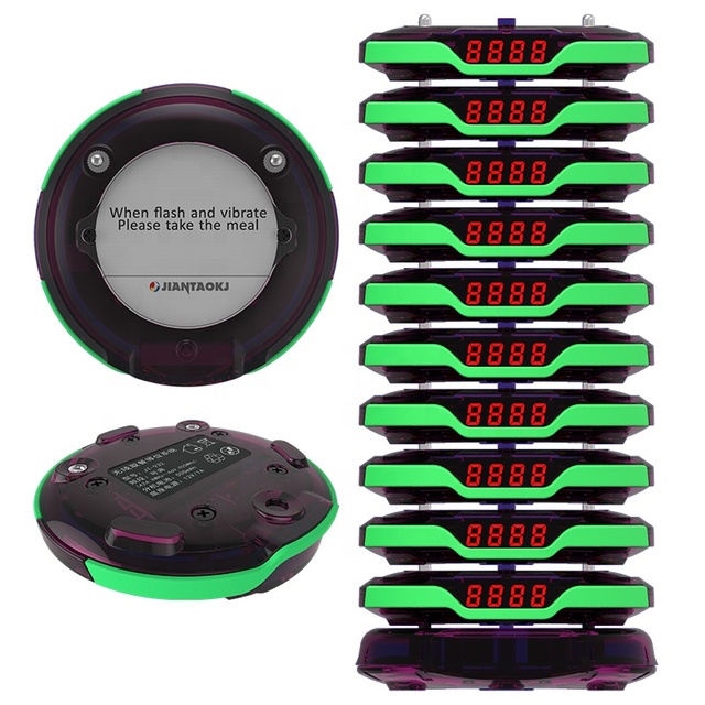 JT-932 Wireless Waterproof Vibrate Beeper Guest Queue Coaster Paging System for Cafe Restaurant Fast Food Nursing Home 433MHz