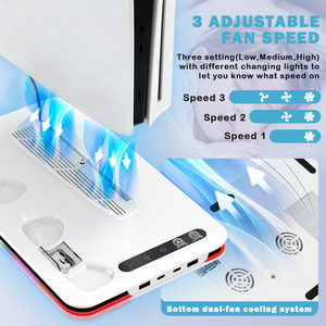 Ps5 Slim Pro Console Cooling Fan Stand With Rgb Lighting Charging <b>Holder</b> For Ps5 <b>Controller</b> And Game Disc Storage - Product Image 3