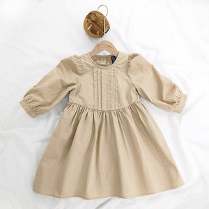 Versione Coreana Originale Ins Mori Bubble, Gonna a Maniche Lunghe in Tinta Unita Marrone Albicocca per Ragazze, Nuovi Completi Coordinati per Famiglia Primavera - Product Image 3