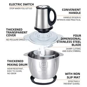 Hachoir Électrique Automatique 2L 3L en Acier Inoxydable pour Viande, Idéal pour la Cuisine Domestique, Petit Modèle Économique, Meilleur Hachoir à Viande en Promotion - Product Image 2