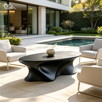 Table basse d'extérieur noire mate, durable et résistante à l'eau, pour patio, jardin, cour, hall d'hôtel, salon