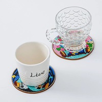Sous-verres de peinture diamant 5D DIY, lot de 6 pièces avec support métallique, motif paysage de gnome de Noël, kit de bricolage à poinçonnage complet pour décoration de table à la maison