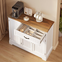Meuble de cuisine et bar à café avec rangement, buffet avec porte et étagères, garde-manger compact pour salle à manger et salon