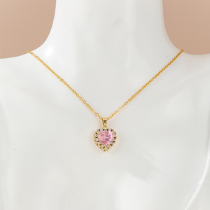 Wholesale Customizable 18K Gold Copper <strong>Micro</strong>-Inlaid Zircon Heart-Shape Pendant Necklace Link Chain for Parties <strong>Source</strong> Factory - Product Image 4