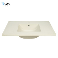 Lavabo rectangulaire en pierre de quartz blanc moderne, poli, conçu spécifiquement pour les salles de bains et les toilettes
