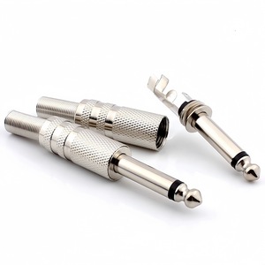 ปลั๊กเสียงโมโนขนาด 6.35 มม. ชุบนิกเกิล ตัวเชื่อมต่อโลหะแบบมีร่อง สำหรับใช้กับไมโครโฟน - Product Image 1