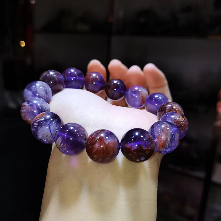 Purple ghost crystal Hand catenary love with wealth crystal jewelry Amethyst crystal bracelet healing Natural stone Bangles