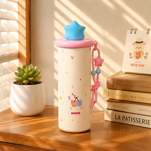 Portable Insulated Stainless Steel Water <b>Bottle</b> with Straw Cute Horse Print Water <b>Bottle</b> for Girls - Product Image 6