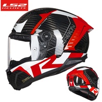 Casque de moto intégral unisexe LS2 FF805 en fibre de carbone, certification 3C, airbag d'urgence, toutes saisons, résistant à la chaleur