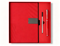 Coffret Cadeau Carnet A5 Rigide en Cuir PU avec Stylo Métallique Cousu, Recharges Supplémentaires, Clé USB et Logo Personnalisé – Kit de Papeterie d'Entreprise