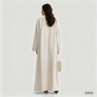 Tenue formelle modeste pour femmes musulmanes, robe maxi élégante de Dubaï, abaya islamique en deux pièces, abaya ouverte sur le devant, long blazer abaya avec robe intérieure