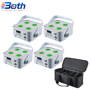4pcs with bag IR4 Rechargeable Mini LED Uplight 4X12W RGBWA UV <b>Wireless</b> DMX Battery <b>Light</b> for Wedding Venue Lighting - Product Image 1