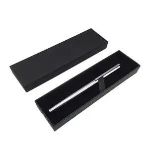 स्टॉक में neutural काले कागज उपहार बॉक्स धातु कलम बॉक्स पैकेज पेन मामले.
