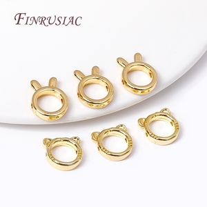In ottone metallo attraverso il foro perlina cerchio 18K placcato oro gatto/coniglio struttura a forma di <span class=keywords><strong>perline</strong></span> distanziatore connettori fai da te creazione di gioielli - Product Image 4