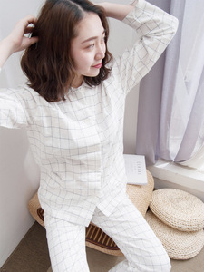 Pigiama in Puro Cotone a Doppio Strato Senza Cuciture Laterali, Abbigliamento da Casa per Uomo e Donna, Primavera ed Estate - Product Image 5