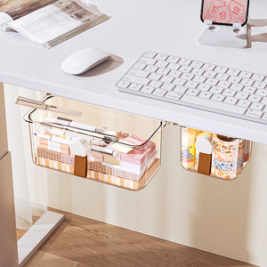 Office Organizer Under Desk <b>Storage</b> <b>Box</b> Self Adhesive Rectangle Transparent <b>Drawer</b> For Office Desktop Miscellaneous <b>Storage</b> - Product Image 4