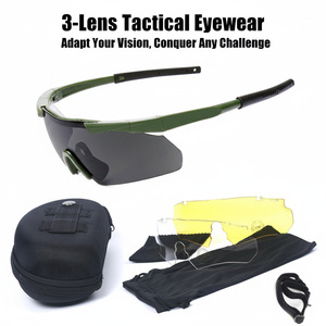 Lunettes de protection sportives avec 3 lentilles interchangeables, résistantes aux chocs, pour la chasse en plein air, le cyclisme, le paintball, unisexes - Product Image 6