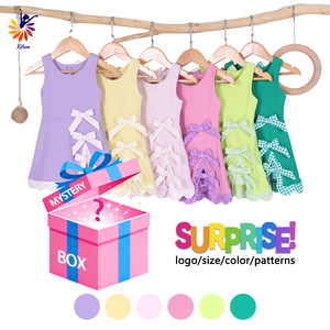 Vestido Deportivo Dulce para Niñas, Caja Misteriosa, Sin Mangas, Lazos Laterales Múltiples, Pantalones Cortos Integrados, Vestidos de Verano para Niñas - Product Image 1