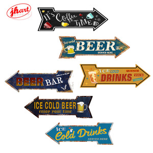 Insegna Vintage in Metallo a Forma di Freccia 45X15.5CM, Targhetta Personalizzata con Messaggio, Insegna in Latta per Birra, Decorazione Murale per Bar, Club, Caffè, Indicatore Retrò in Latta - Product Image 1