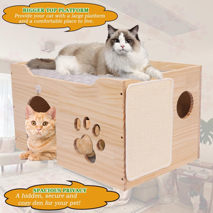 Casa de Madera Grande para Gatos de Interior - Casa Rascador para Gatos, Cueva Resistente para Jugar y Dormir, Rascadores para Gatos Personalizables - Product Image 2
