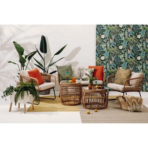 Conjunto de Sofá Moderno para Jardín, Muebles de Mimbre para Patio, 5 Piezas, Silla, Mesa Lateral, Muebles de Ratán, Cómodos para Relajarse al Aire Libre - Product Image 1