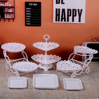 Présentoir à Desserts Étagé en Plastique Alimentaire MIXWARES, Plateau Creux en Dentelle pour Pâtisseries, Idéal Mariages et Anniversaires