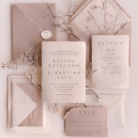Invitaciones de Boda Elegantes Personalizadas en Papel de Algodón de Lujo, Impresas en Letterpress, con Diseño Personalizado en Relieve y Sobre