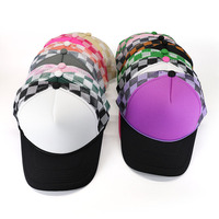 Topi Trucker Wanita Berkualitas Tinggi dengan 5 Panel Busa Warna Khaki dan Putih, Tali Silang Kosong, Cetak Digital, Bagian Belakang Jaring, dan Kancing Jepret