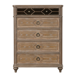 Simple Modern Chest Drawers Rustic <b>Oak</b> Veneer Solid Wood English Back Dovetail <b>Lighted</b> Panel Bedroom Furniture for Hotel Use - Product Image 5