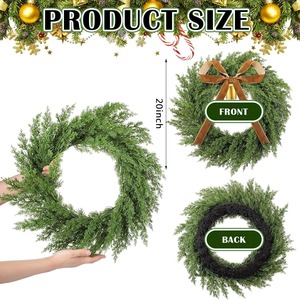 Guirlande de Noël en PVC artificielle écologique de style européen ronde à suspendre au mur ou à la <span class=keywords><strong>porte</strong></span> avec cloche de Noël, vigne et <span class=keywords><strong>ruban</strong></span> - Product Image 3