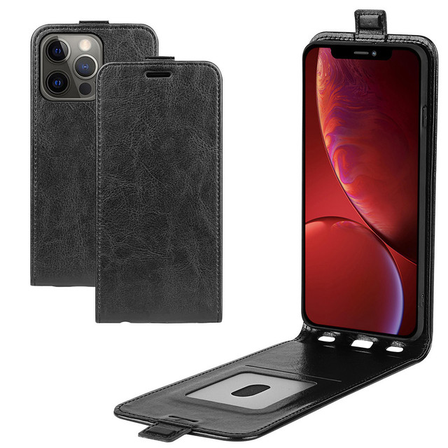 Up and Down Open China Wholesale Flip Cover Cell Phone Case for iPhone 18 Pro 17 16 15 14 Flip Vertical Cover with Card Holder